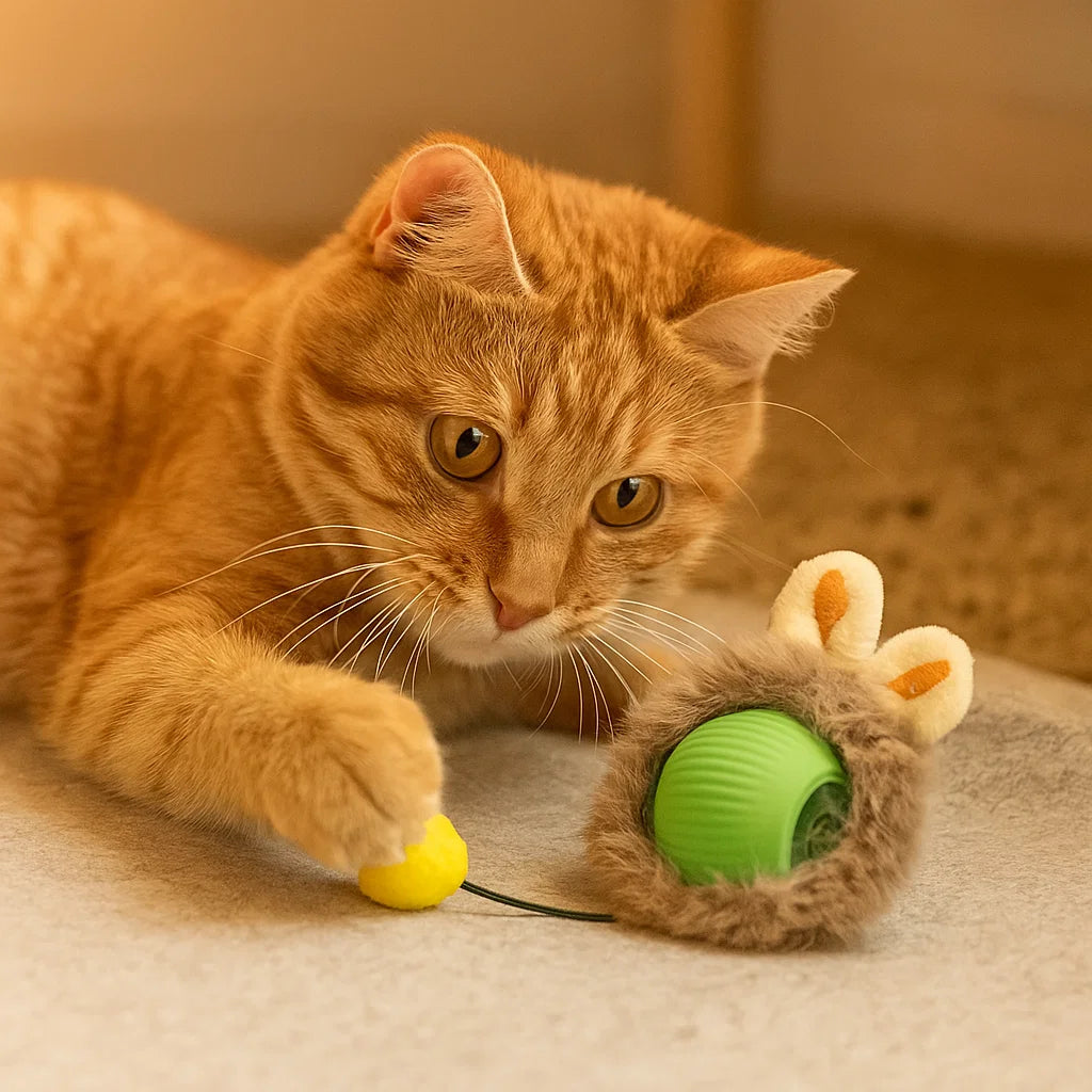 Kattelegetøj Bold med reb ⎜ Selvunderholdning for katte gennem spring og bidestyrke