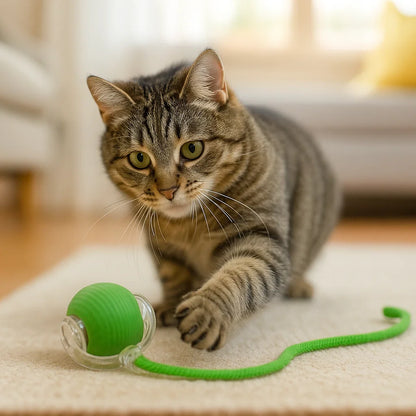Kattelegetøj Bold med reb ⎜ Selvunderholdning for katte gennem spring og bidestyrke