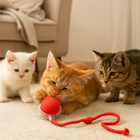 Kattelegetøj Bold med reb ⎜ Selvunderholdning for katte gennem spring og bidestyrke