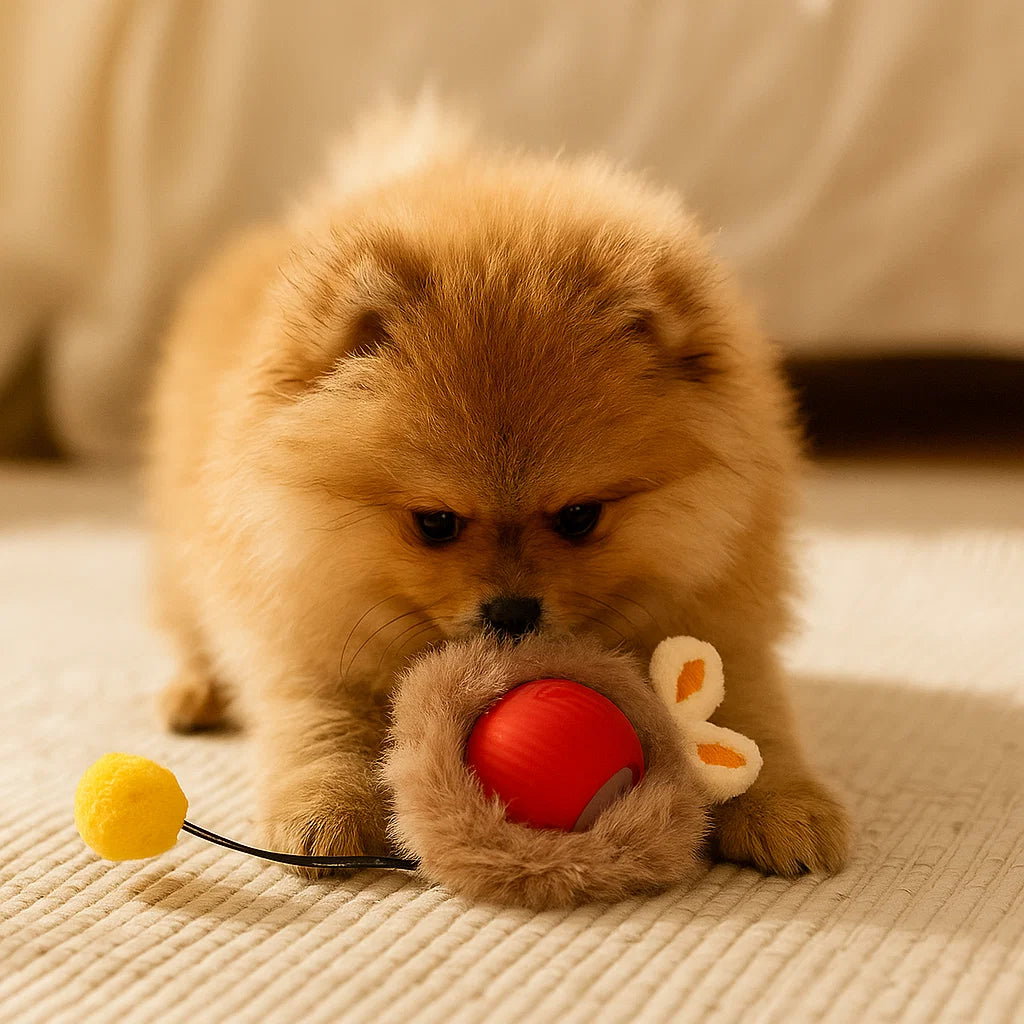 Hundelegetøj Bold med reb ⎜ Bidfast springbold til selvunderholdning og aktivitet for hunde