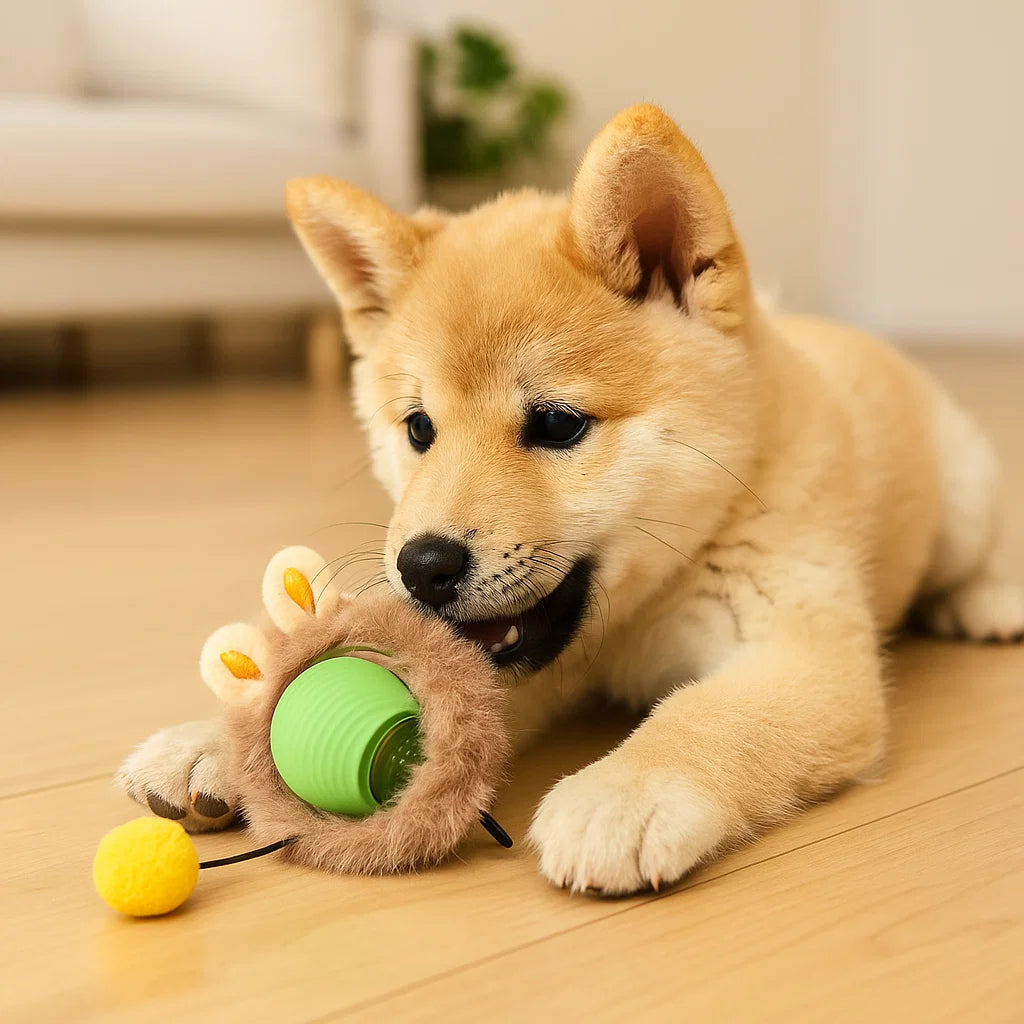 Hundelegetøj Bold med pels ⎜ Bidfast hoppebold til selvunderholdning og aktivitet