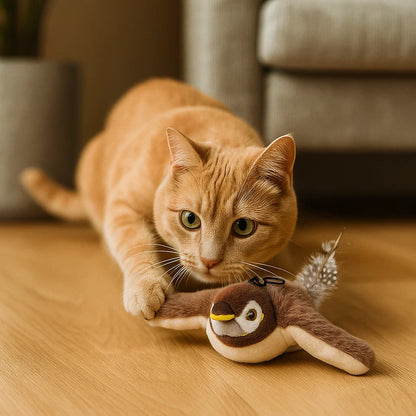 Katte legetøj plys fugl ⎜ Interaktiv leg og jagt