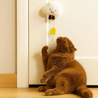 Katte legetøj hængende på døren ⎜ Fjedrende leg med fjer og klokke