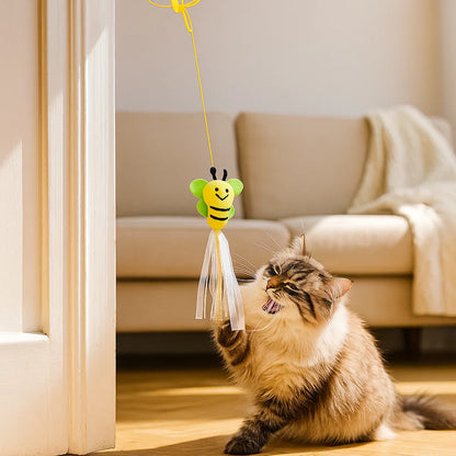 Katte legetøj hængende på døren ⎜ Fjedrende leg med fjer og klokke
