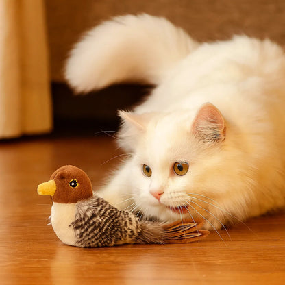 Kattelegetøj Plysfugl ⎜ Interaktivt lydlegetøj