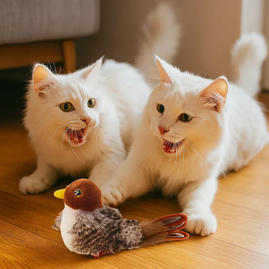 Kattelegetøj Plysfugl ⎜ Interaktivt lydlegetøj