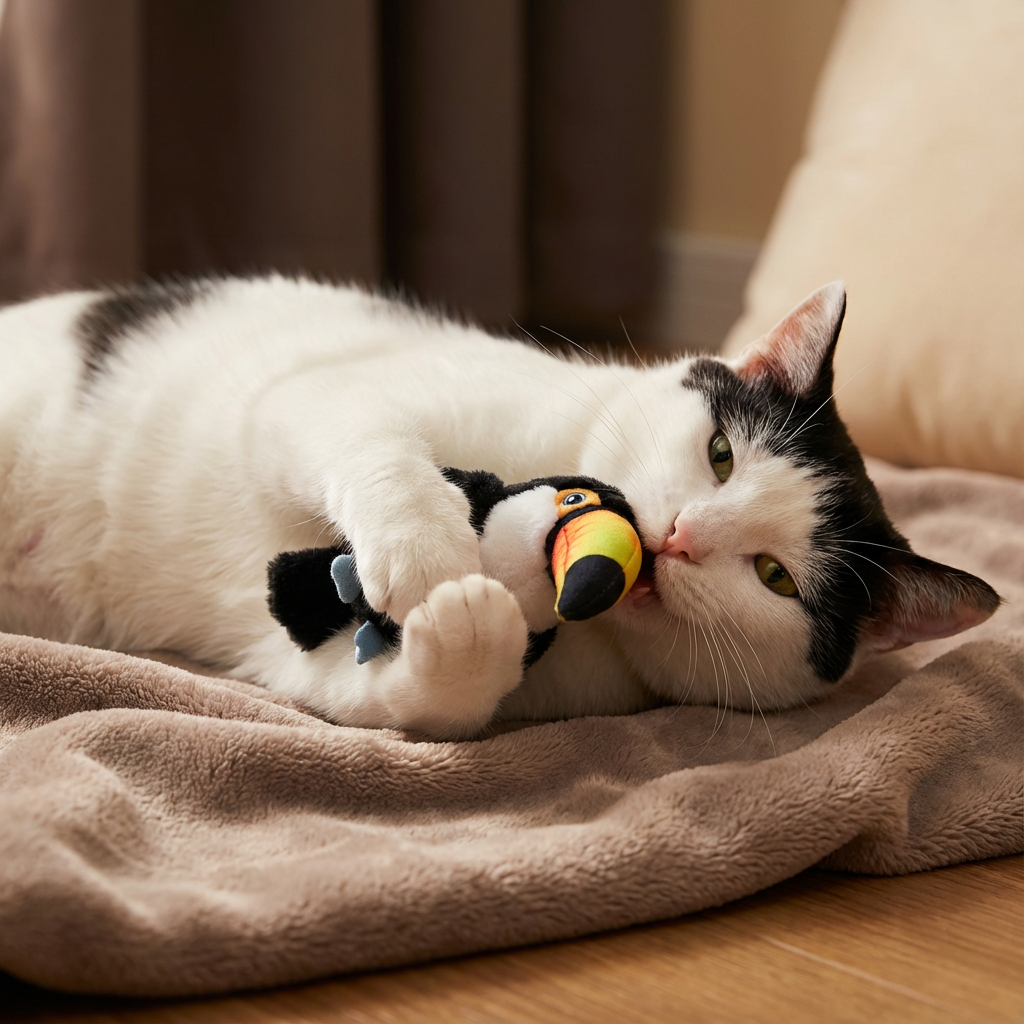 Flaksende og kvidrende fuglelegetøj til katte