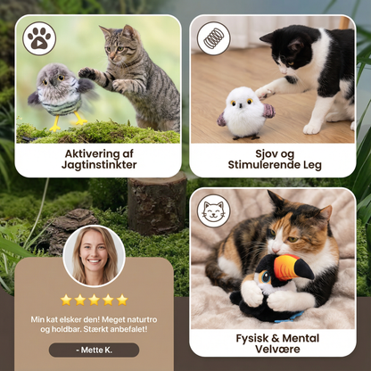 Flaksende og kvidrende fuglelegetøj til katte
