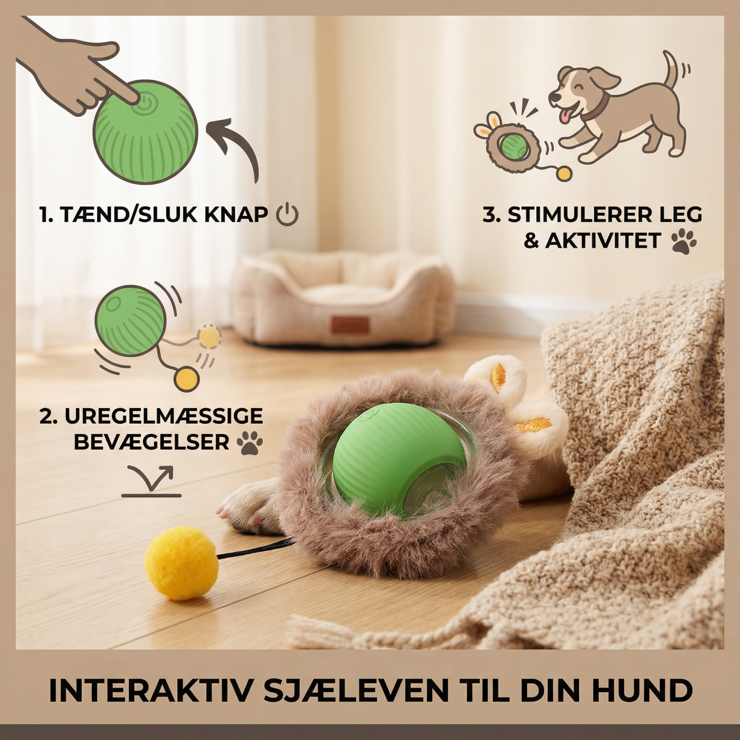 Interaktiv legebold med hale til hunde